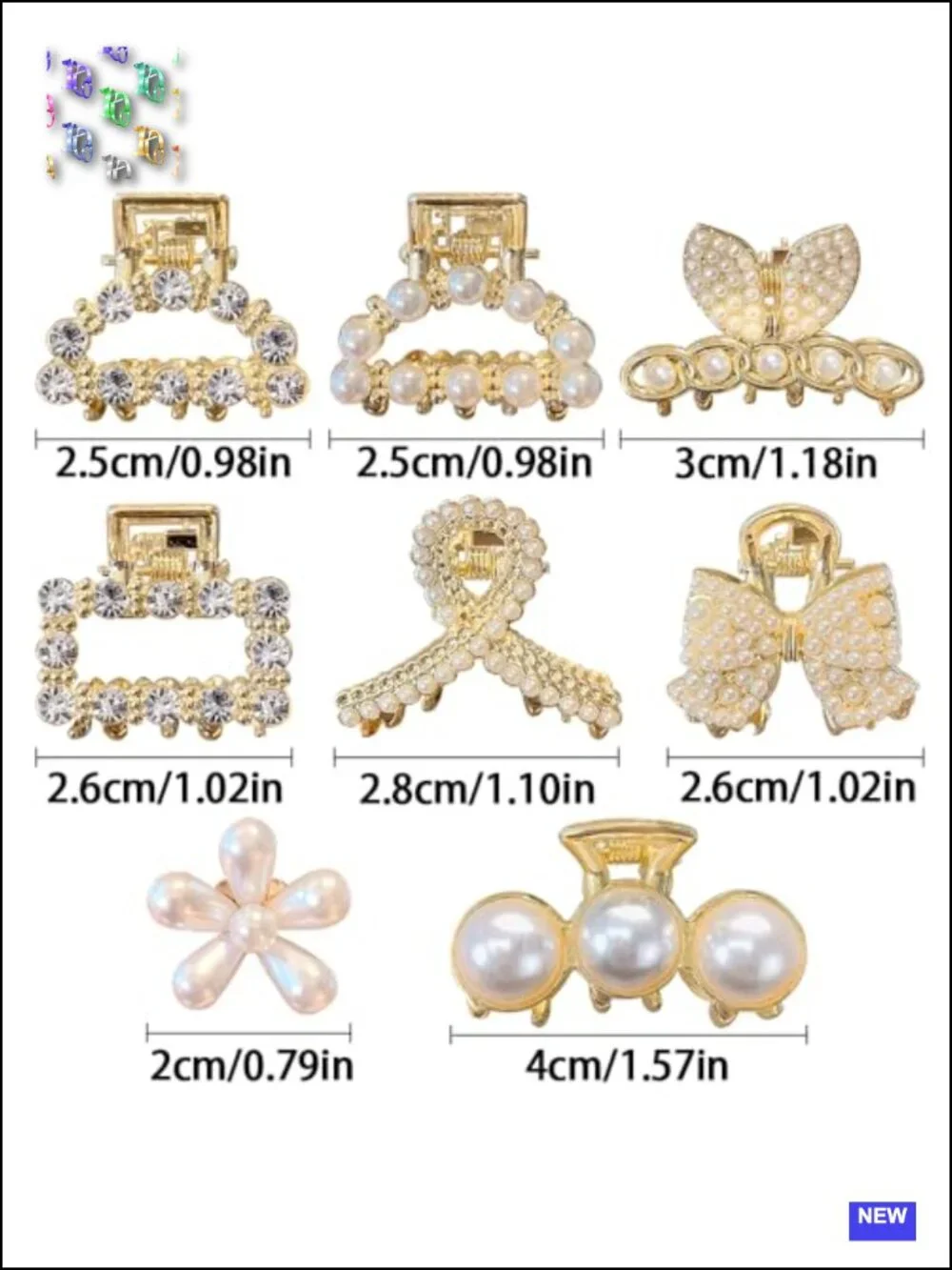 8pcs Pearl Claw Clip Hair Clips for Women, Sweet Barrettes, Non-slip Mini Claw